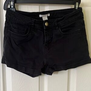H&M Black Jean Shorts Mid-Rise Cuffed